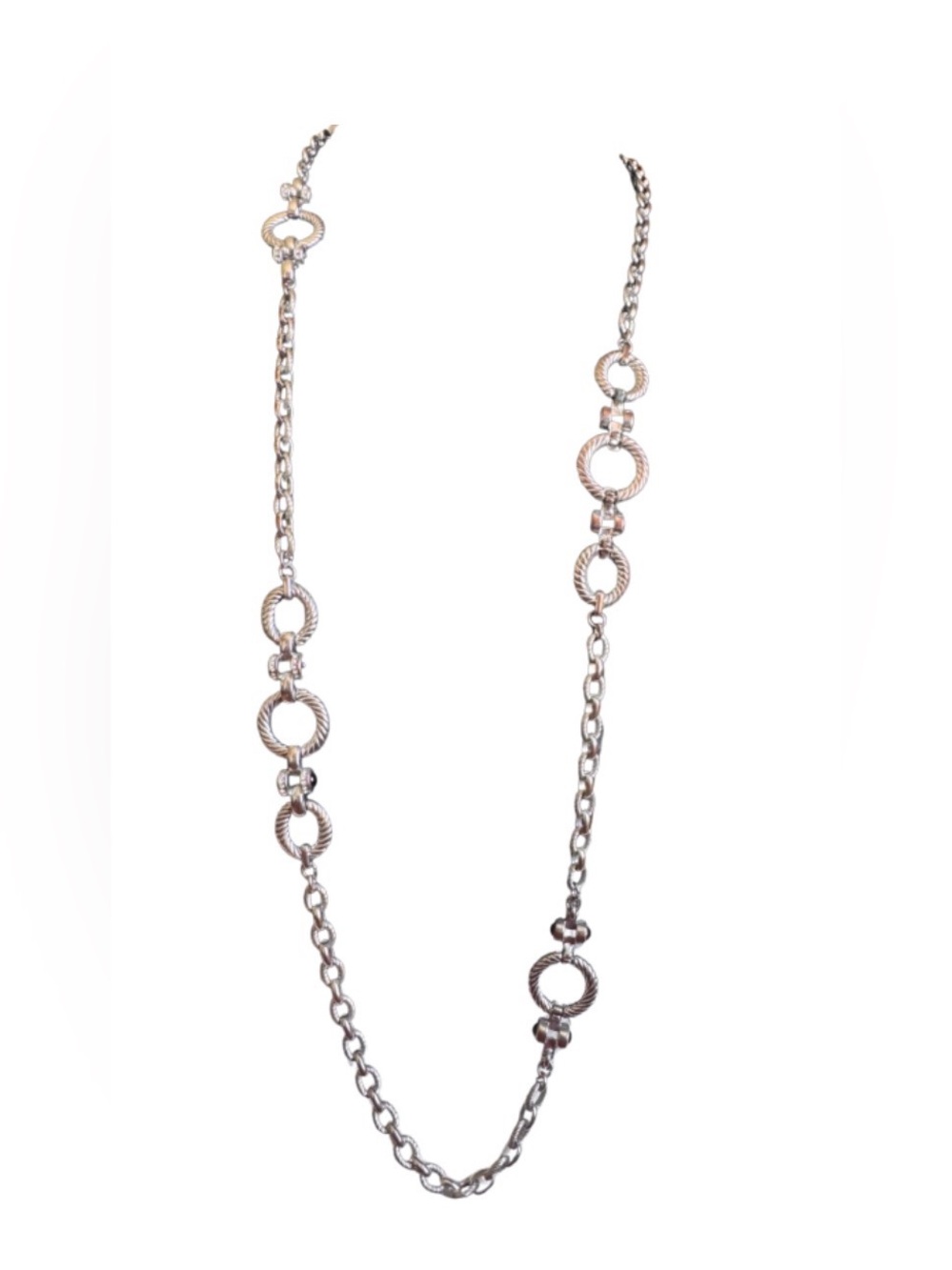 LONG White House Black Market silver toned chain White House